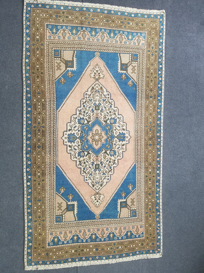 3.6 x 6.6 Turkish rug, vintage rug, vintage oushak rug, Hand Knotted Rug , Handmade Rug