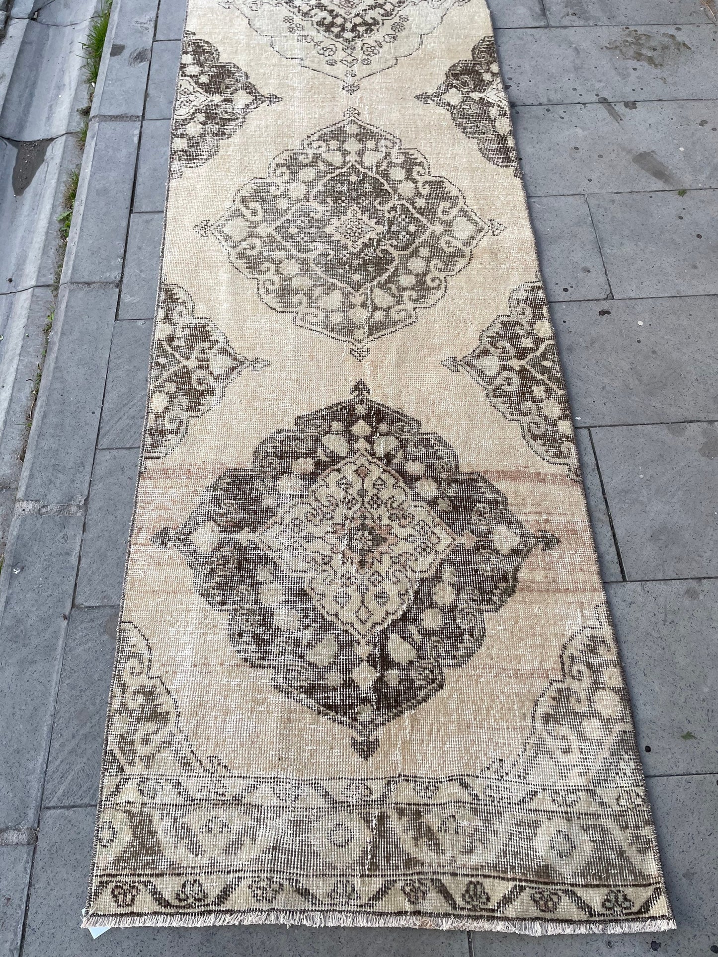 Muted Extra Long Handmade Runner Rug 2.6 x 25.3 Long TURKISH Runner Rug Vintage Runner Rug Staircase Runner Hand Knotted Runner