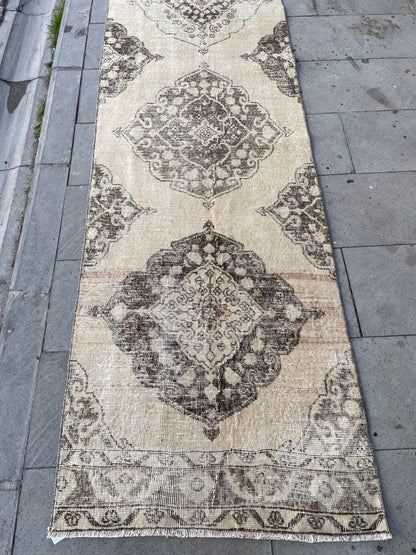 Muted Extra Long Handmade Runner Rug 2.6 x 25.3 Long TURKISH Runner Rug Vintage Runner Rug Staircase Runner Hand Knotted Runner