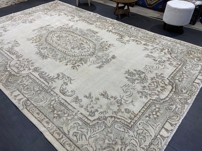 Large Area OUSHAK RUG, TURKISH 6.4 x 10 Rug, Muted Vintage  Rug, Handmade Rug, Antique Hand Knotted Rug, Persian Rug, Muted Oriental rug