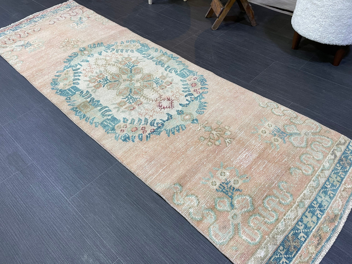 VINTAGE Runner Rug, Turkish Runner 2.2 x 6.9 Rug, Handmade Runner Rug, Hallway Runner Rug,Turkish Rug Runner Wool Runner Rug Wool Oushak Rug