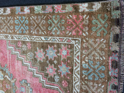 OUSHAK RUG Pink TURKISH Oushak Rug Vintage Oushak Runner Rug Vintage Runner Rug Wool Oushak Rug Hand Made Rugs Vintage Turkish Rug