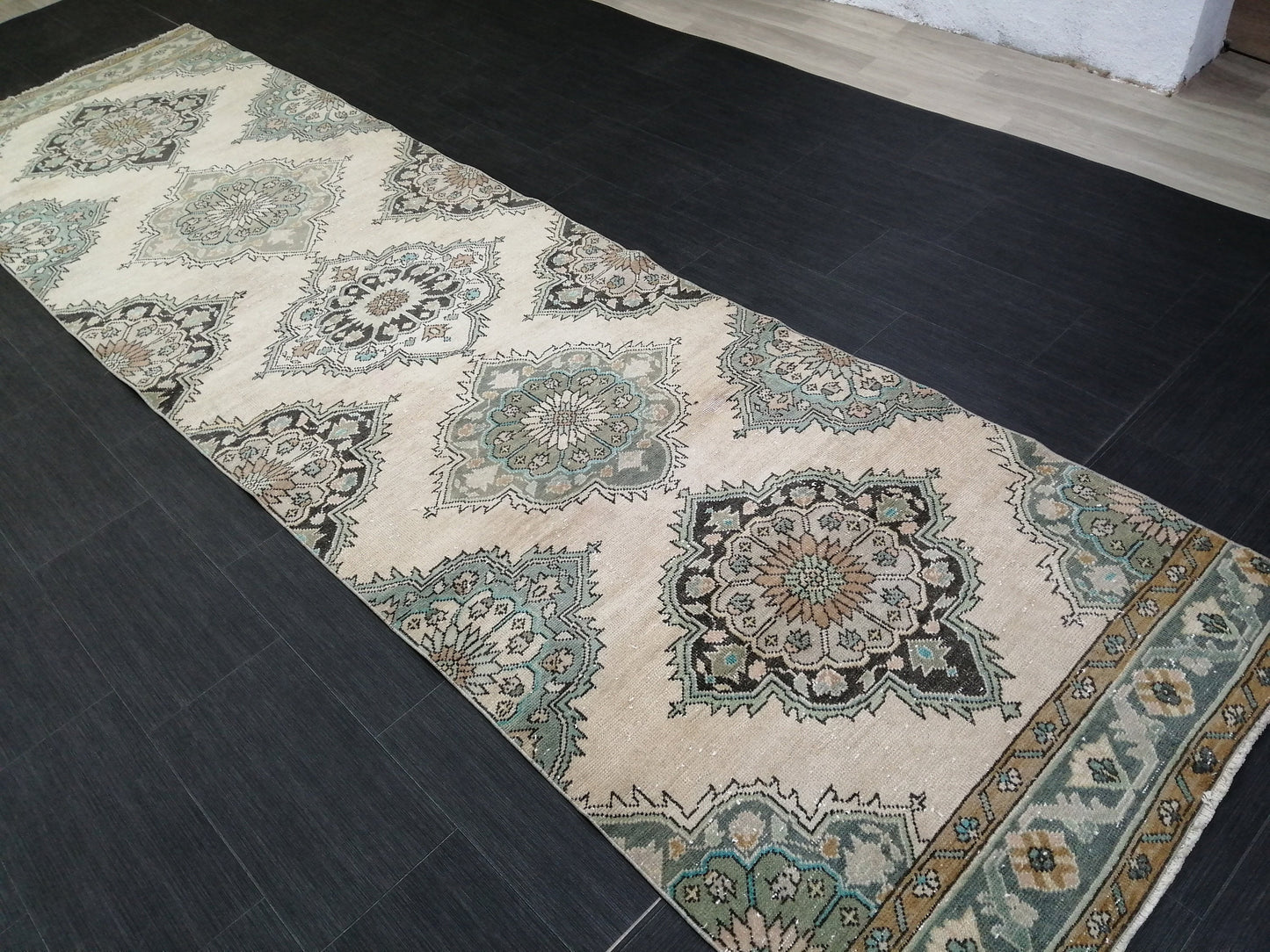 12.8X3.5 Oushak Runner Rug Turkish Runner Rug Vintage Runner Rug Hallway Runner Rug Kitchen Runner Rug Wool Runner Rug Wool Oushak Rug