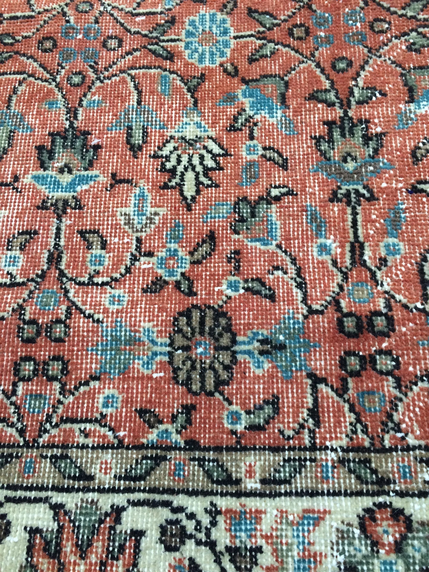 3.5 x 7 Rug Turkish Rug Eclectic Rug Shabby Chic Rug, Rustic Rug,Floral Boho Rug, Rug Runner,  Farmhouse Rug, Vintage Rug, Orange Rug
