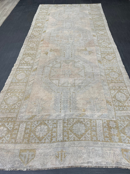 Muted Oushak Runner Rug 5 x 11.5 Vintage Turkish Runner Rug Vintage Runner Rug Hallway Runner Rug Kitchen Runner Rug Wool Runner Rug