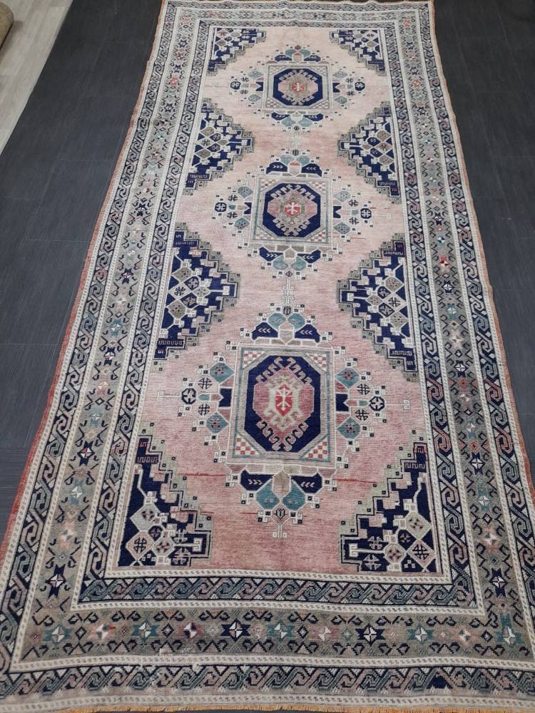 Vintage rug Medium Wool Pile 5 x 11.3 Turkish Rug, Oushak Rug, Quality Wool Rug Hand Knotted Rug , Oriental Rug Fine Knotted rug