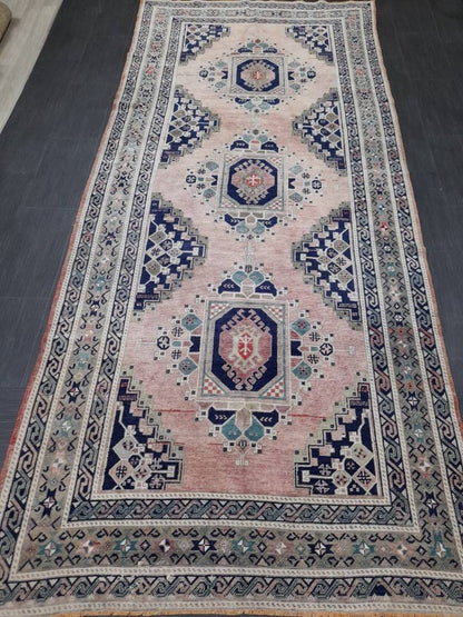 Vintage rug Medium Wool Pile 5 x 11.3 Turkish Rug, Oushak Rug, Quality Wool Rug Hand Knotted Rug , Oriental Rug Fine Knotted rug