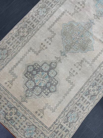 Muted Vintage Runner Rug 3.9 x 11.6 Vintage Persian Runner Rug  Hallway Runner Rug Turkish Runner Kitchen Runner Rug Antique Wool Runner
