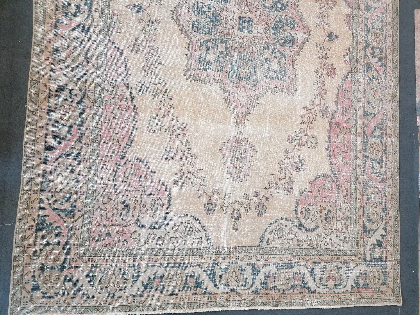 7.2 x 10.5 Oushak rug, vintage turkish rug, handmade rug, vintage anatolian rug