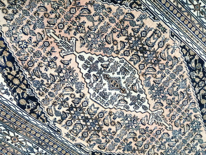 Vintage Persian Rug, Unique Motif Rug, 8 x 11.2 Persian Rug, Hand Knotted Rug, Eclectic Rug, Hand Made Rug, Living room Rug Navy rug 8x11