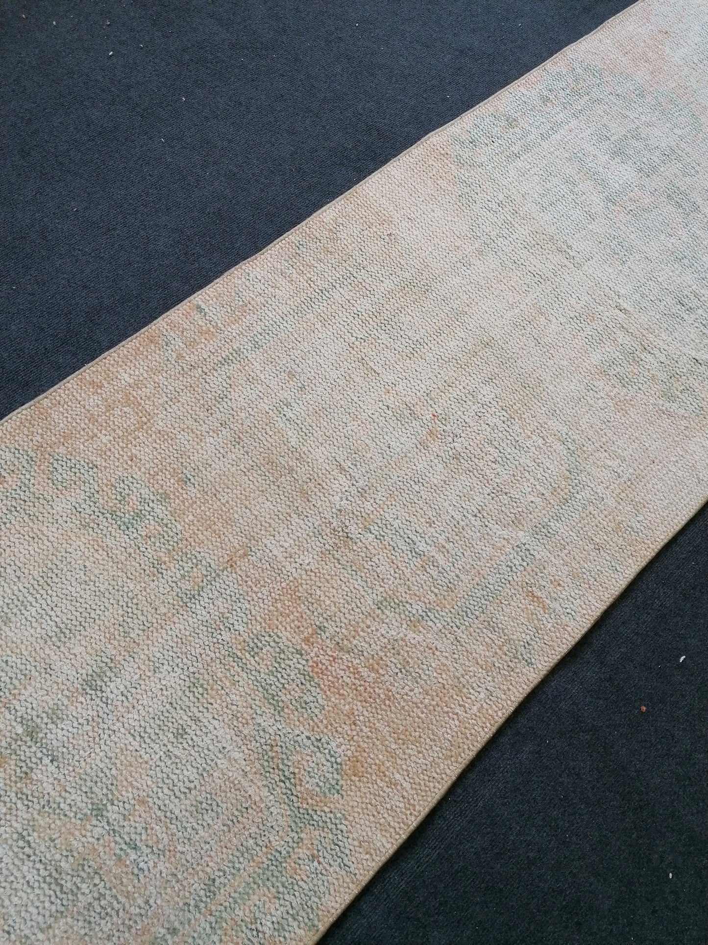 11x2'5  distressed runner rug turkish runner rug muted vintage runner rug faded hallway runner rug kitchen runner rug wool runner rug