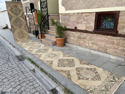 Vintage Stairs Runner Rug 2.8 x 24 Extra Long Wool TURKISH Runner Rug Handmade Runner VINTAGE Runner Hand Knotted Runner Distressed runner