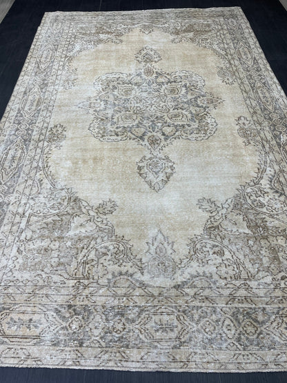 Muted Persian RUG 6.6 x 10.5 Turkish Oushak Rug Vintage Antique Rug Vintage Rug Wool Muted Oriental Rug Handmade Rug Hand Knotted Rug