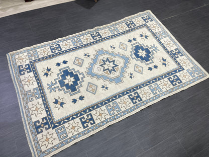 Vintage Rug Handmade 4.5 x 7.2 Rug, Oushak Rug, Turkish Rug Persian Rug Vintage Rug, Wool rug Oriental Rug Blue Rug