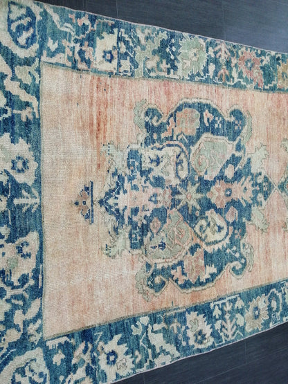 Oushak Runner Rug 11.6 x 4 Turkish Runner Rug Vintage Runner Rug Blush Hallway Runner Rug Kitchen Runner Rug Wool Runner Rug Wool Oushak Rug