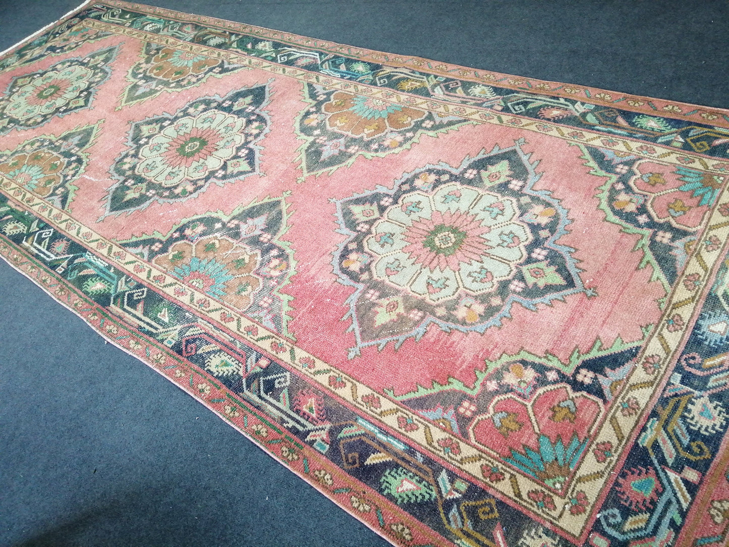 11.6 x 4.7 Oushak Runner Rug Turkish Runner Rug Vintage Runner Rug Hallway Runner Rug Kitchen Runner Rug Wool Runner Rug Wool Oushak Rug