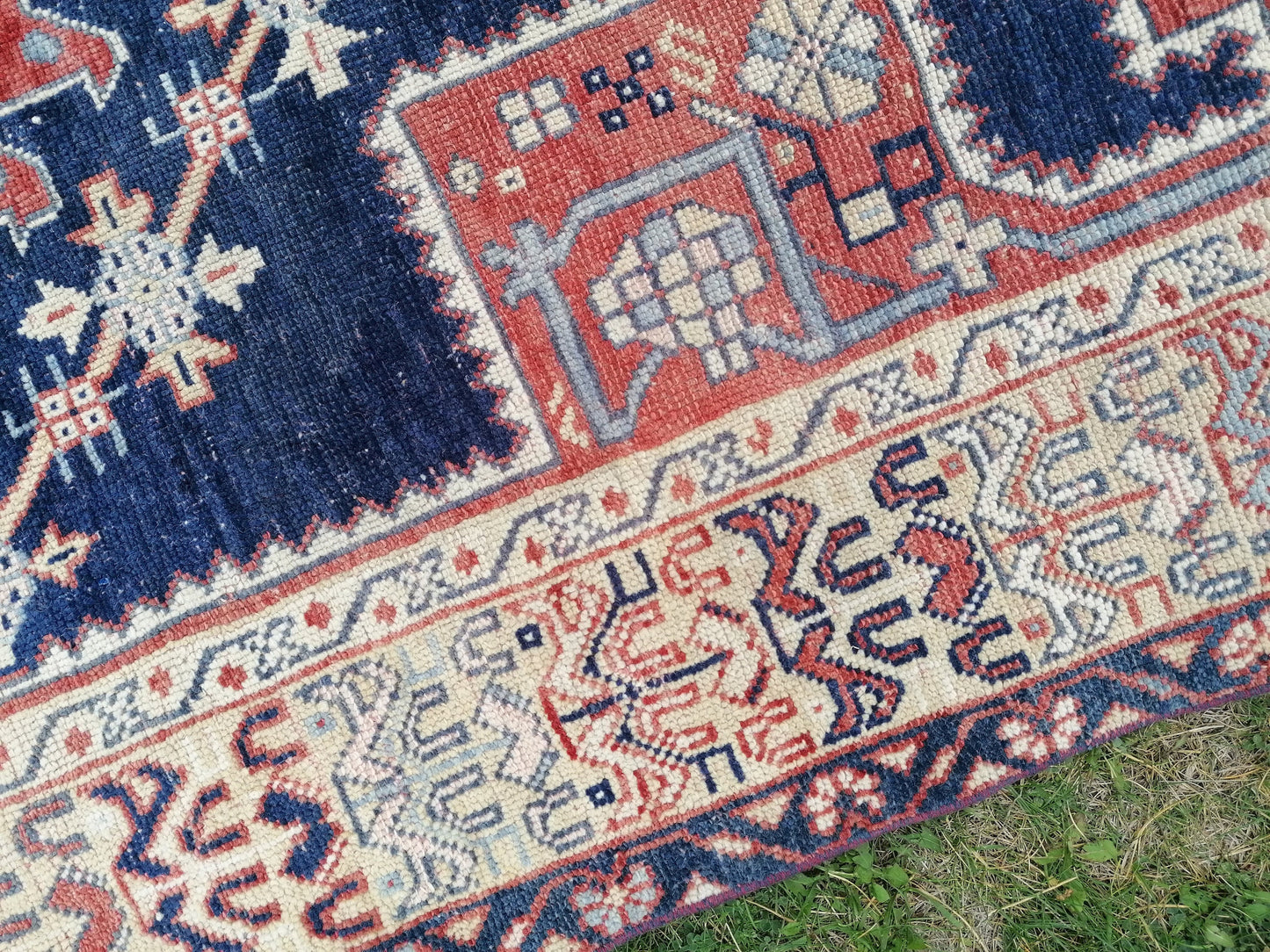4x7 feet wide wool turkish rug, handmade kitchen floor rug, living room middle rug, vintage blue rug, oushak bedroom rug, kitchen medium rug