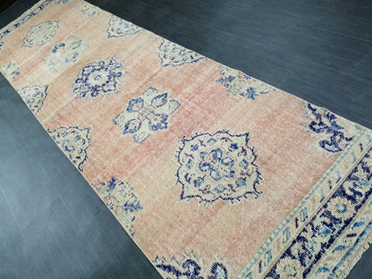 Distressed Oushak Runner Rug 12 x 3.4 Turkish Runner Rug Vintage Runner Rug Hallway Runner Rug Kitchen Runner Rug Wool Runner