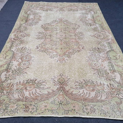 10'x6'6 large vintage rug, oushak turkish rug, floor rug, living room rug