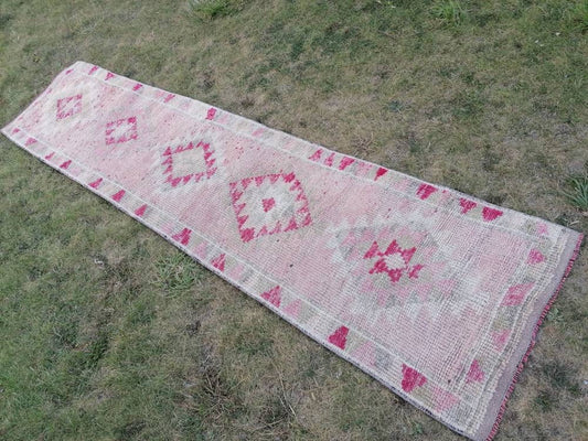 Vintage turkish runner rug, hallway runner rug, vintage runner rug 2'7x11'6 turkish hand made wool rug, kitchen rug, hallway runner rug,