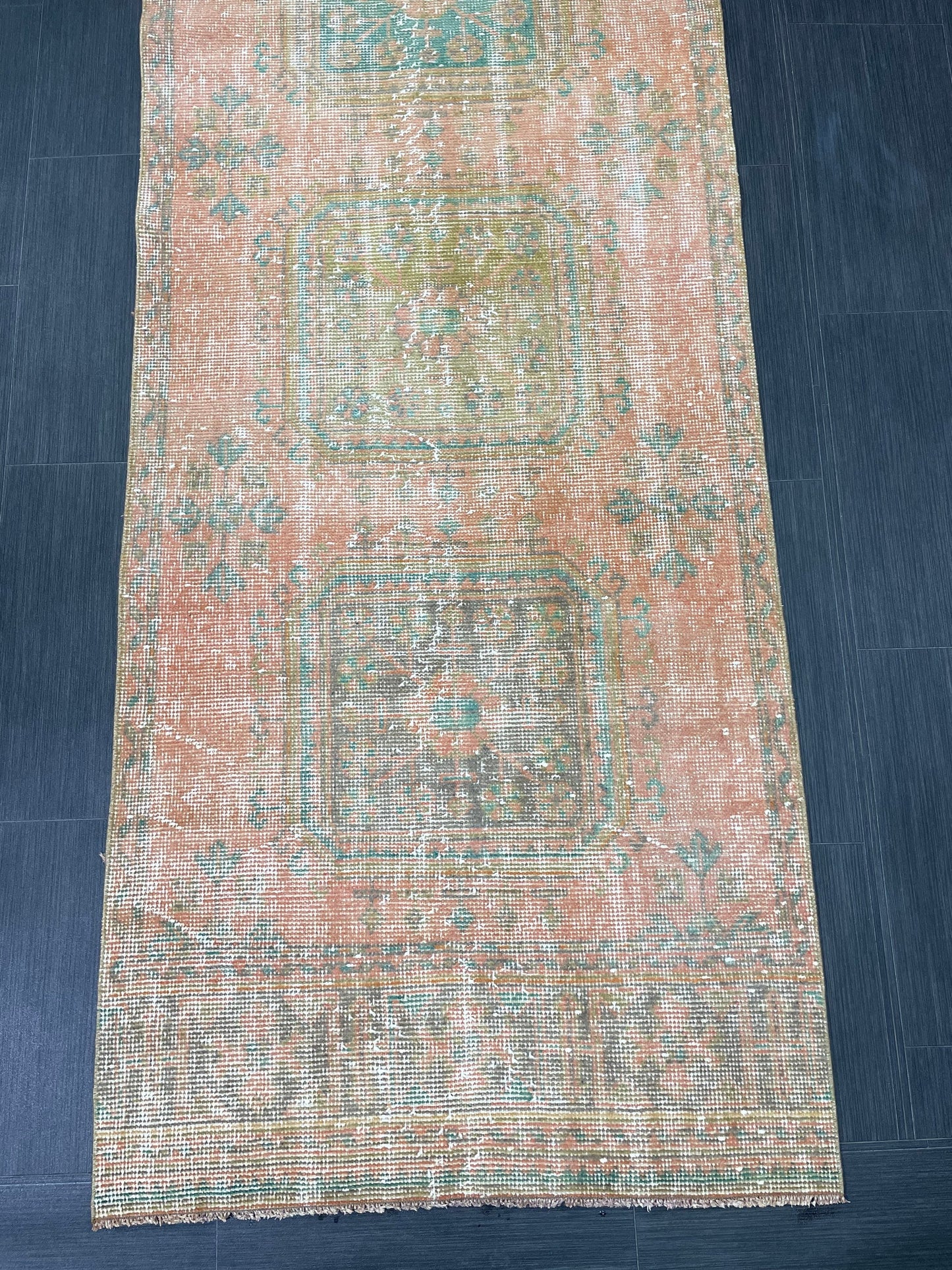 Turkish Runner Rug 3 x 11.4 Distressed Handmade Runner Rug Vintage Runner Rug Vintage Runner Rug Hallway Runner Rug Wool Kitchen Runner