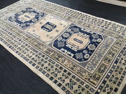 Vintage Rug, Unique Pattern Rug, 5by10 Oushak Rugs, 10x5 Hand Made Rugs,Turkish Rugs Navy Blush Green Rugs, Antique Rug, Fine Rugs