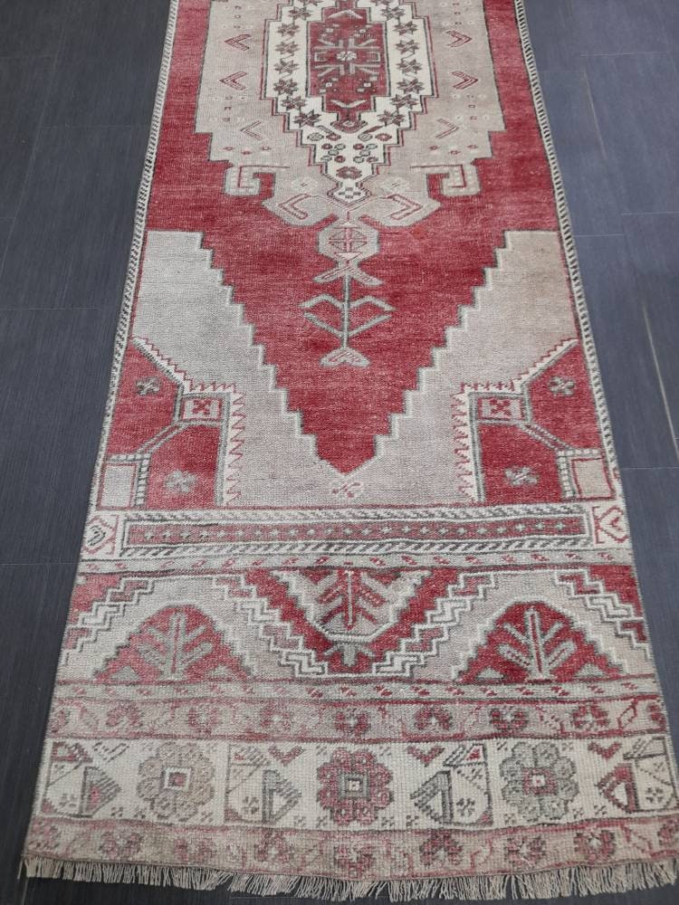 Vintage Oushak Runner Rug Turkish Runner Rug 2.8 x 11 Vintage Runner Rug Hallway Runner Rug Kitchen Runner Wool Runner Rug Wool Oriental Rug
