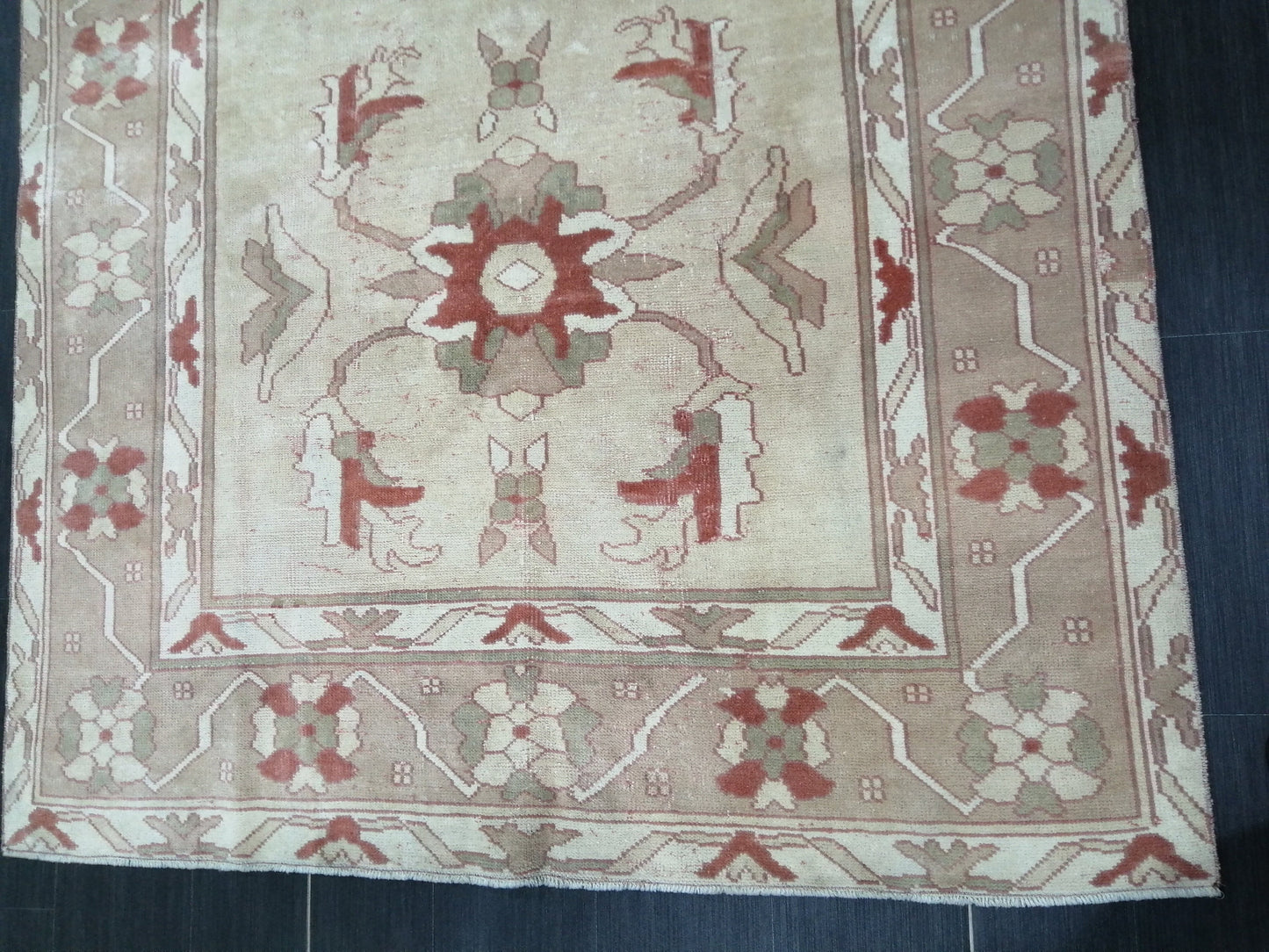 5.9 X 8.6 OUSHAK RUG TURKISH Oushak Rug Vintage Oushak Runner Rug Vintage Runner Rug Wool Oushak Rug Hand Made Rugs Vintage Turkish Rug