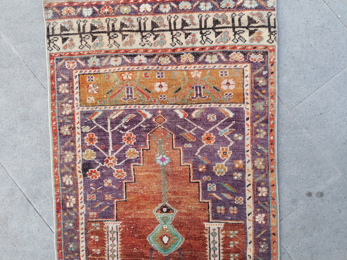 Vintage runner,kitchen runner,purple wool rug 8x2'7