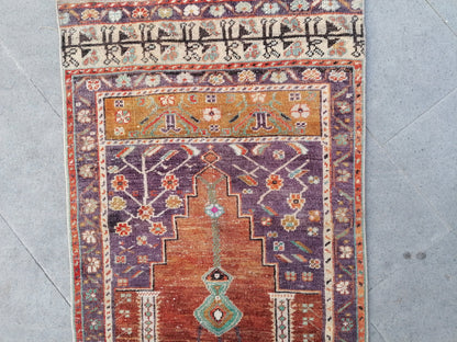 Vintage runner,kitchen runner,purple wool rug 8x2'7