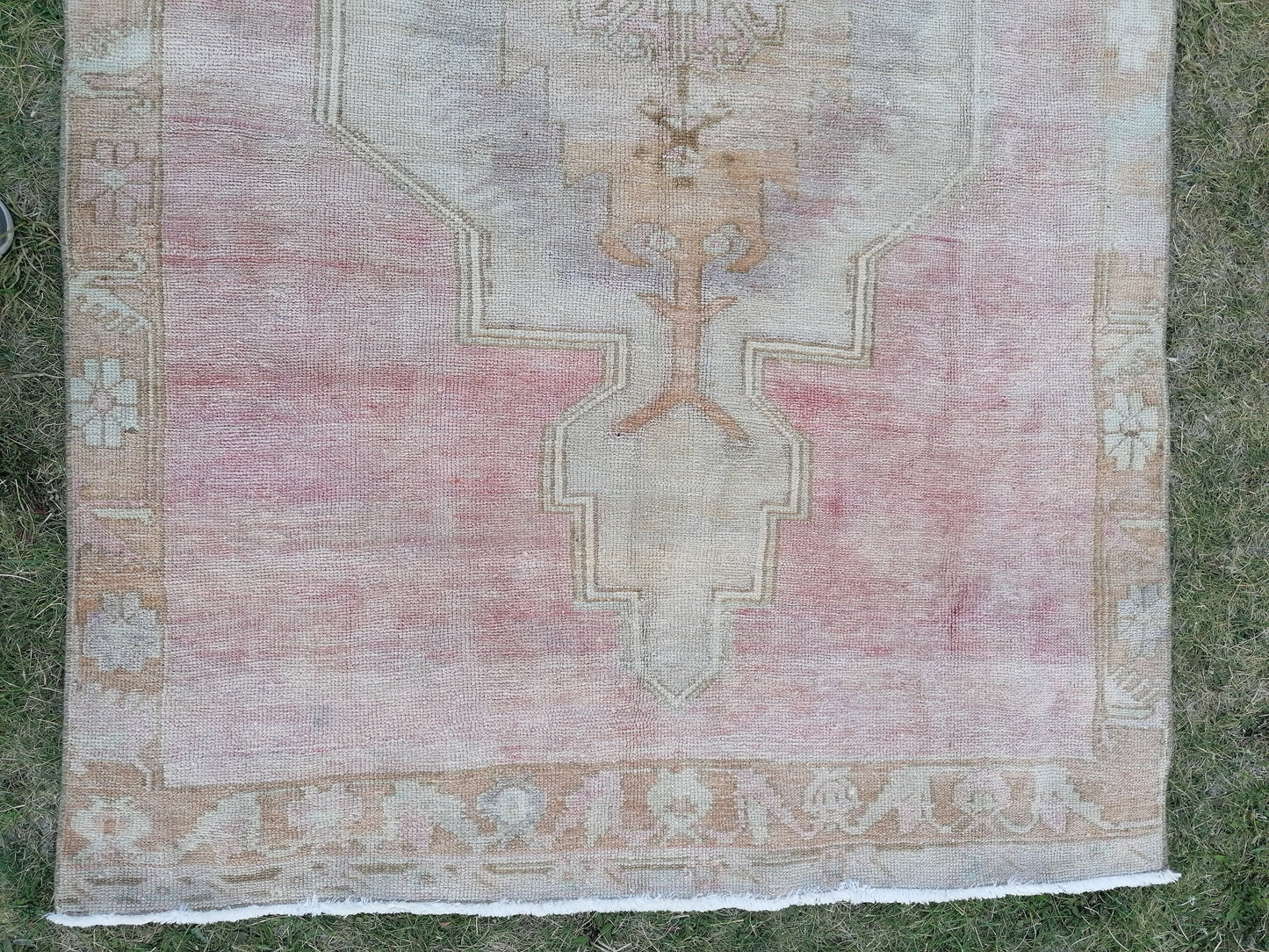 Oushak wool runner rug, vintage hallway runner 4'2x9'7 turkish hand made wool rug kitchen runner rug,