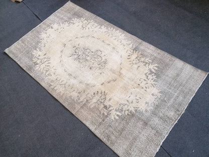 Turkish rug, oushak rug 3'8x6'6 vintage rustic rug, vintage oushak rug, kitchen area rug,