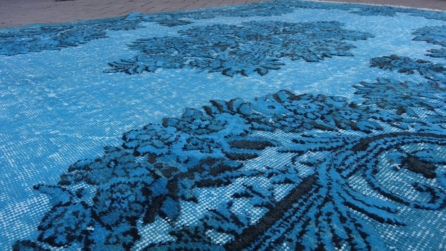 TURQUOISE RUG, Vintage Oushak Rug, Wool Oushak Rug, Oushak Rug, Turkish Rug, Bohemian Rug, Wool Rug, living Room Rug