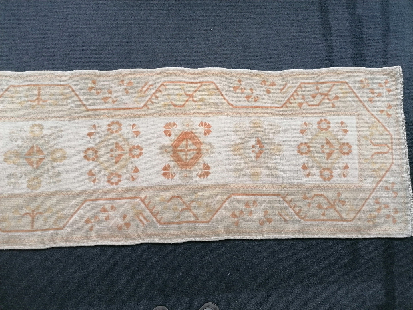Muted hallway runner rug, 2'5x10'2 turkish wool runner vintage handmade runner rug,  kitchen runner rug