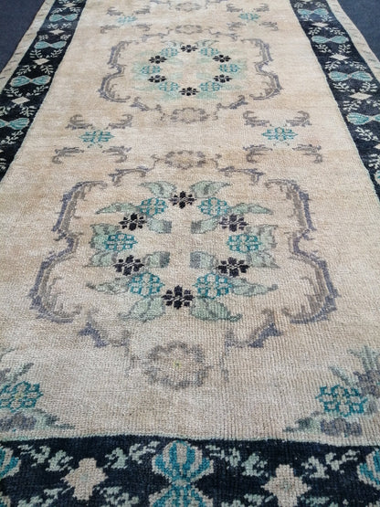 12.2 x 4.6 ft Oushak Runner Rug Turkish Runner Rug Vintage Runner Rug Hallway Runner Rug Kitchen Runner Rug Wool Runner Rug High Pile Rug