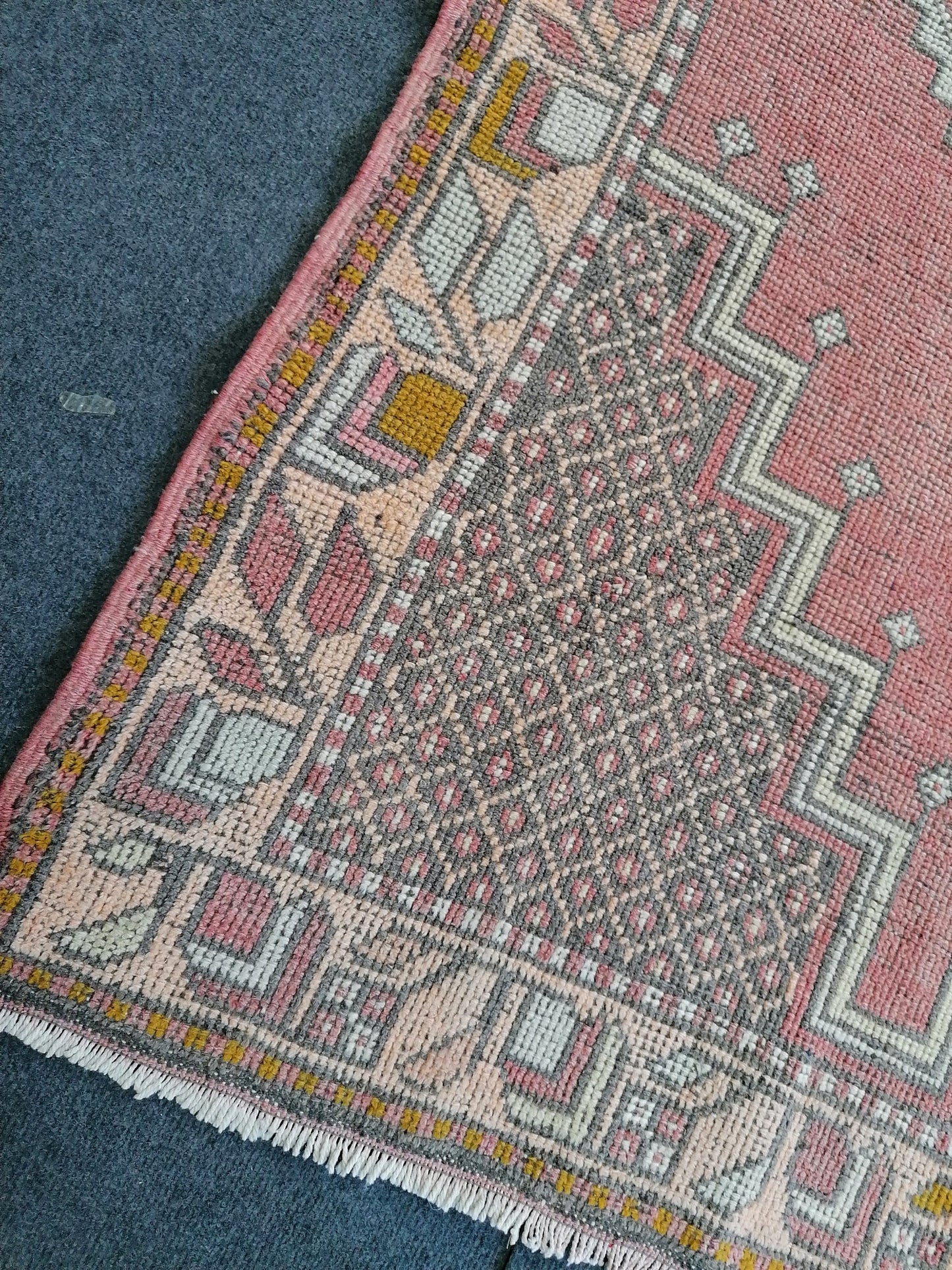 6'4x3'7 vintage turkish rug, pink turkish rug, oushak vintage rug, kitchen rug,vintage anatolian bohemian rug,unique hand made bohemian