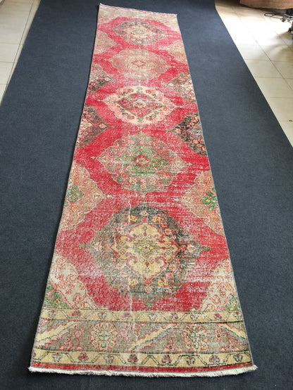 12 x 2.9 Vintage Runner Rug Oushak Runner Rug Turkish Runner Rug Hallway Runner Rug Kitchen Runner Rug Wool Runner Rug Wool Oushak Rug