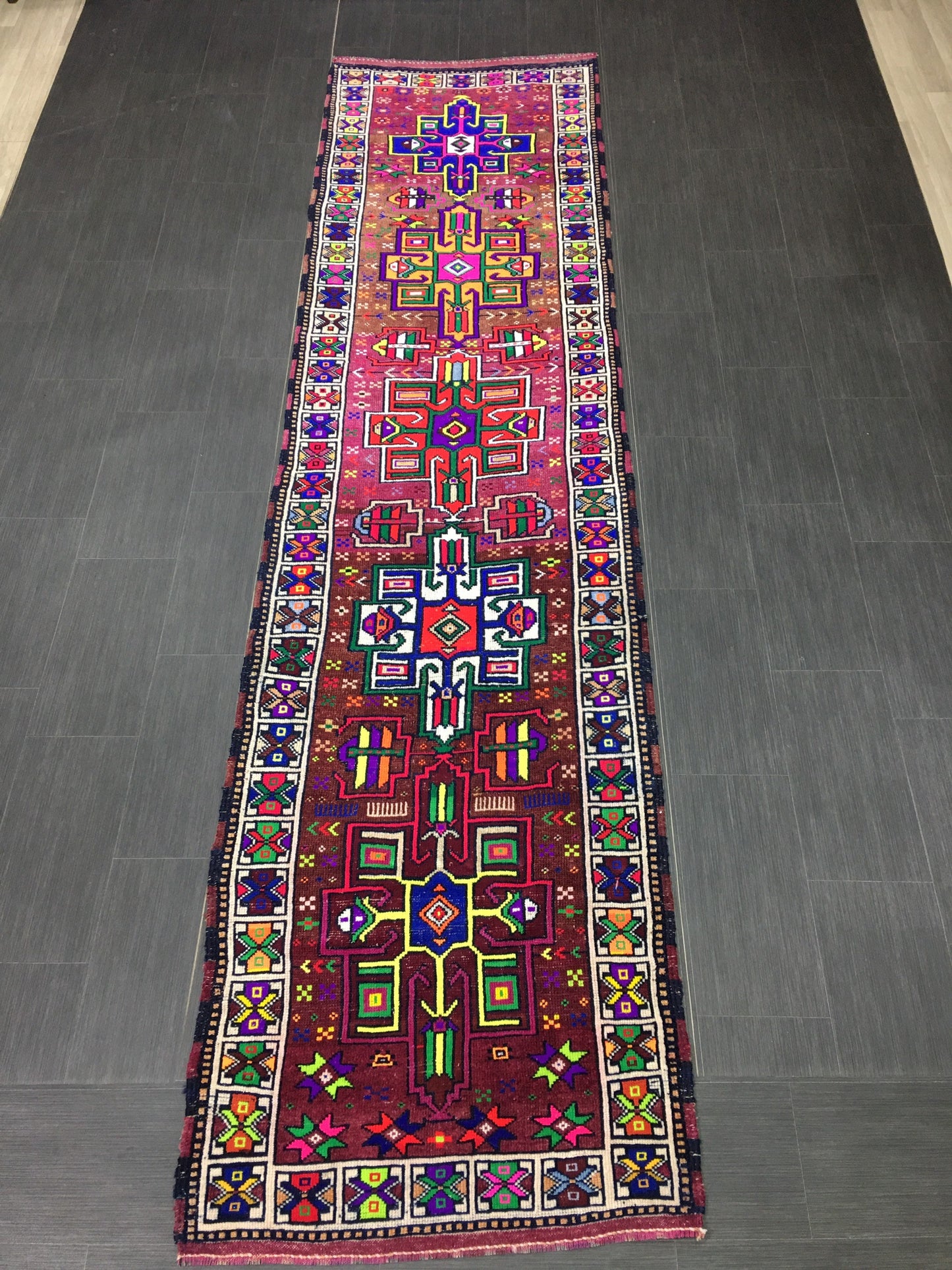 Vintage Runner Rug  3x12 Hand Knotted Runner Rug Turkish Runner Rug Muted Persian Runner Rug Vintage Runner Rug Oriental Runner Rug