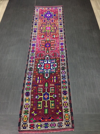 Vintage Runner Rug  3x12 Hand Knotted Runner Rug Turkish Runner Rug Muted Persian Runner Rug Vintage Runner Rug Oriental Runner Rug