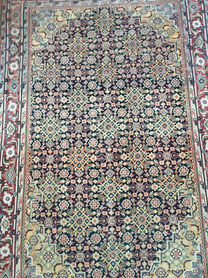 4.3x6.6 feet large handmade persian rug, vintage kitchen floor rug, muted red oushak living room rug, turkish medium bedroom rug,laundry rug