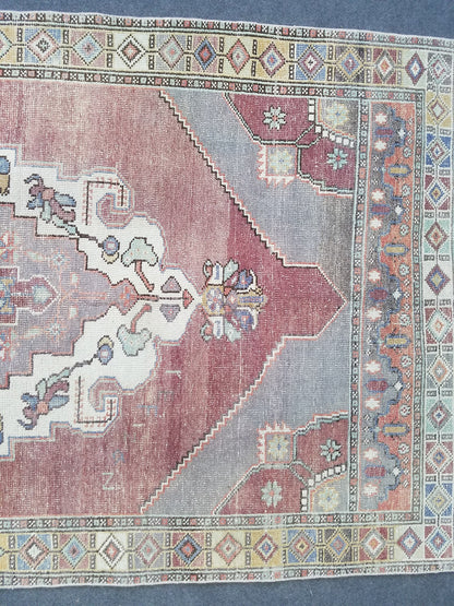 4.5 x 8.6 Turkish oushak rug, vintage rug, wool kitchen rug, Hand Knotted rug,