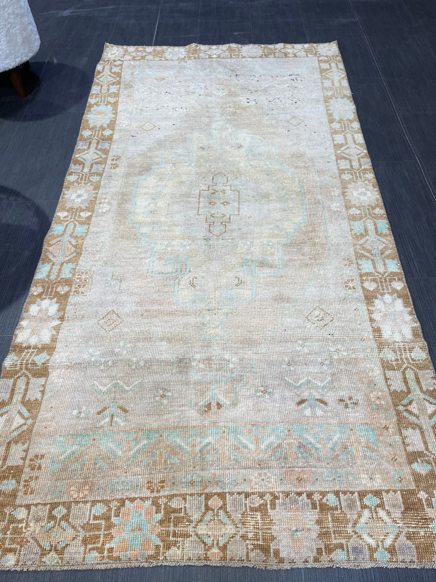Muted Turkish Rugs,Oushak 3.4  x 6.7 Rug, Hand Knotted Rug, Wool Persian Rug,Handmade Rug,Turkish Rug, Farmhouse Rug, Vintage Rug, Floor Art