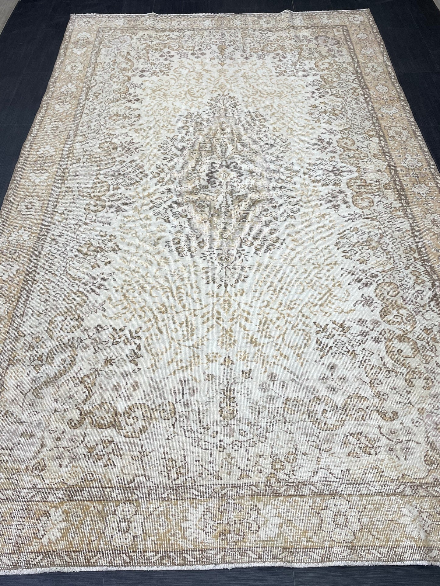 Muted Vintage RUG 6.5 x 10.3 TURKISH Rug Distressed Vintage Turkish Rug Muted Oushak Rug Large Persian Rugs Vintage Oriental Rug 7x10