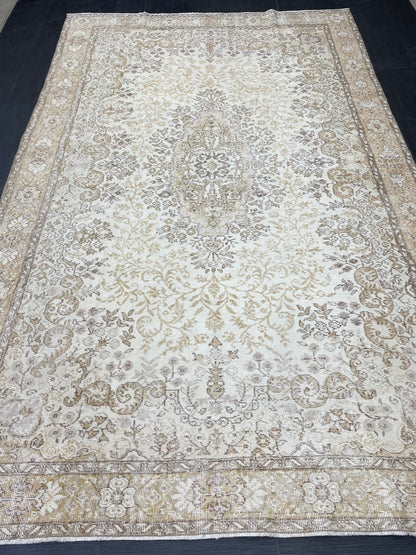 Muted Vintage RUG 6.5 x 10.3 TURKISH Rug Distressed Vintage Turkish Rug Muted Oushak Rug Large Persian Rugs Vintage Oriental Rug 7x10