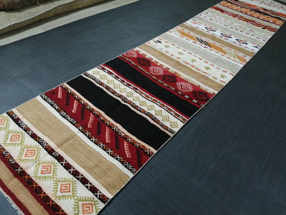 Flatwoven Runner Rug 3x15 Turkish Runner Rug Vintage Runner Rug Hallway Runner Rug Flat weaving With Embroidery Runner Rug Wool Runner Rug
