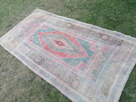 4.6 x 8.5 Oushak wool rug, vintage rug, turkish handmade rug hand knotted rug rug