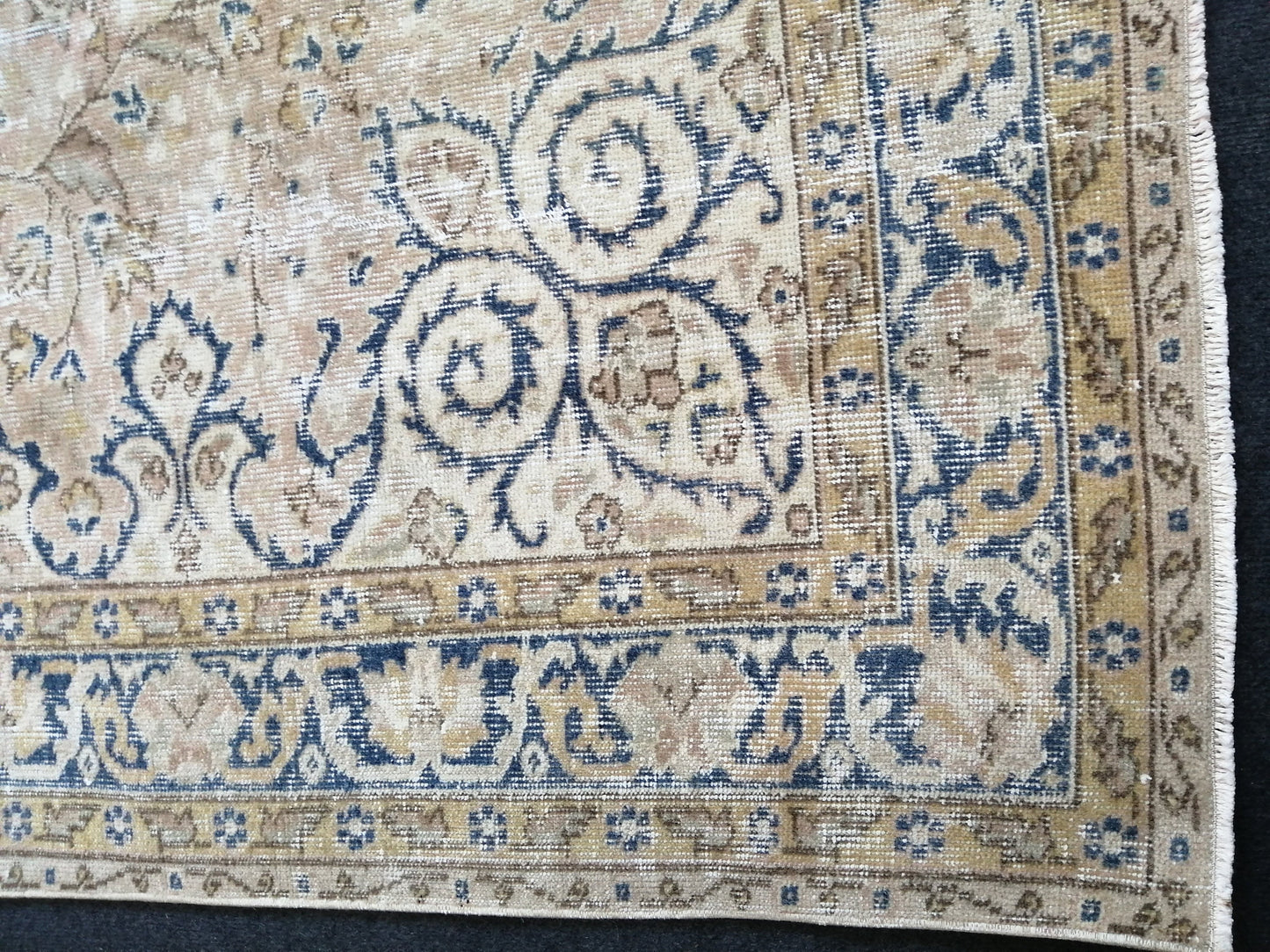 5.3 x 9 Vintage Rugs  TURKISH HAND MADE Rug Muted Vintage Turkish Rugs  Blue Persian Rug Turkish Oushak Rug, Vintage Oriental Rug, Wool Rug