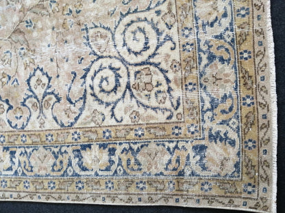 5.3 x 9 Vintage Rugs  TURKISH HAND MADE Rug Muted Vintage Turkish Rugs  Blue Persian Rug Turkish Oushak Rug, Vintage Oriental Rug, Wool Rug