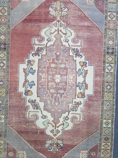 4.5 x 8.6 Turkish oushak rug, vintage rug, wool kitchen rug, Hand Knotted rug,