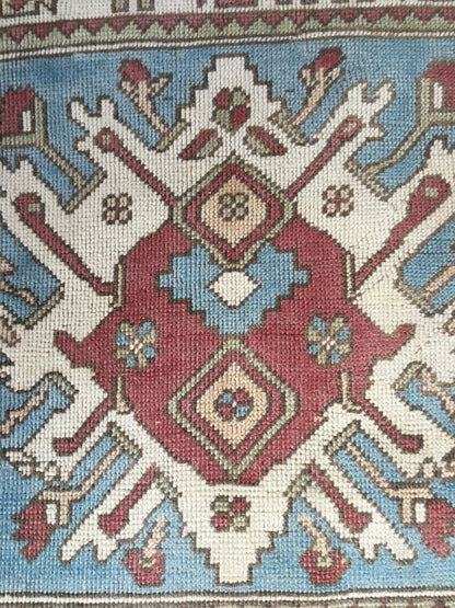 3.5x3.5 square handmade turkish rug, wool vintage blue chair rugs, entryway mini wide rug, bohemian oriental anatolian rug, kitchen cushion